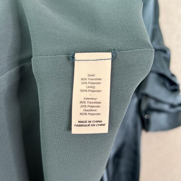 Cinq à Sept Teal Sabina Satin Wrap Mini Dress Size 12 - Picture 11 of 11